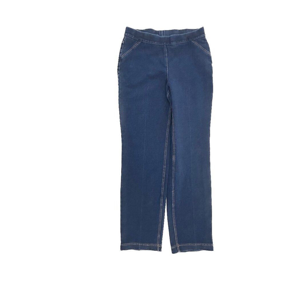 Allison Daley Pull On Straight Women's size S Small Dark‎ Wash Blue Denim Jeans